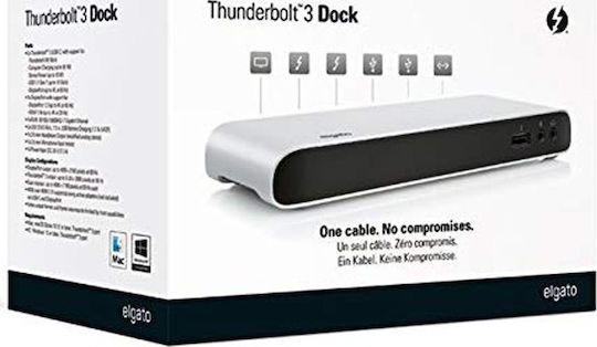 Elgato Докинг Станция Thunderbolt 3 с DisplayPort 4K PD Ethernet и Свързване на 2 Монитора Сребриста (10DAA8501)
