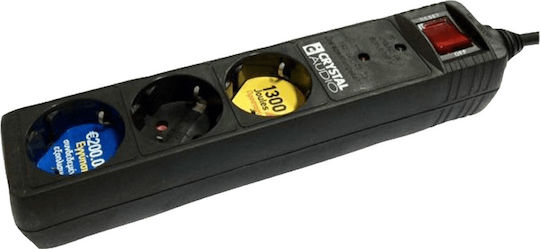 Crystal Audio Steckdosenleiste mit Überspannungsschutz 3 Positionen mit Schalter und Kabel 1.5m