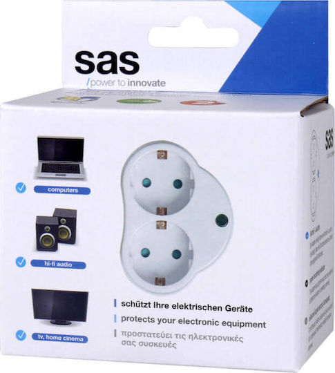 SAS T-Shaped Wall Plug with Surge Protection 2 Positions