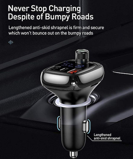 Baseus FM Transmitter Αυτοκινήτου S-13 T Type με USB