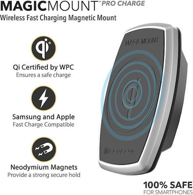 Scosche Mobile Phone Holder Car MagicMount Charge with Magnet and Wireless Charging Black