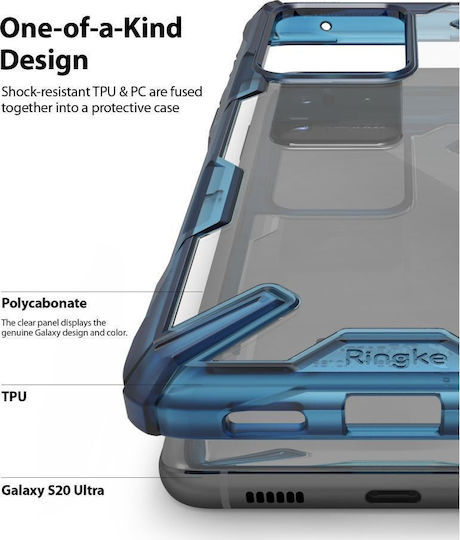 Ringke Fusion-X Back Cover Σιλικόνης 2mm με Λουράκι Μπλε (Galaxy S20 Ultra)