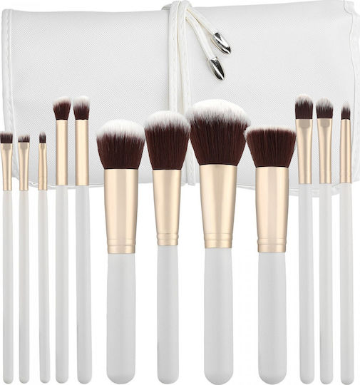 Tools for Beauty Professional Synthetic Make Up Brush Set Kabuki White 12pcs