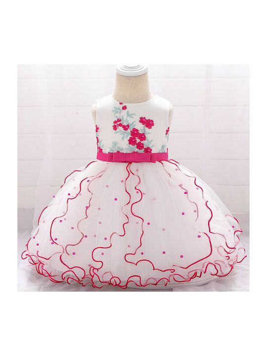 Ekidsbridal Mädchen Kleid Tüll Blumen Ärmellos Weiß