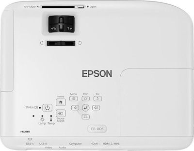 Epson EB-U05 Projector Τεχνολογίας Προβολής 3LCD με Φυσική Ανάλυση 1920 x 1200 και Φωτεινότητα 3400 Ansi Lumens Λευκός