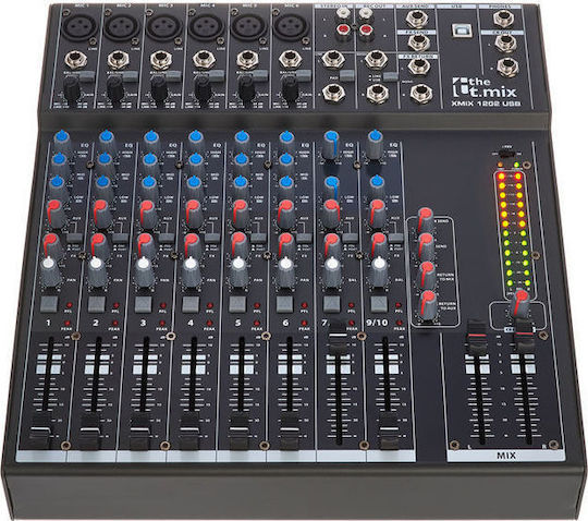 The t.mix Xmix 1202 USB Analog Mischpult 12 Kanäle mit Phantom Power & 6 XLR-Eingänge