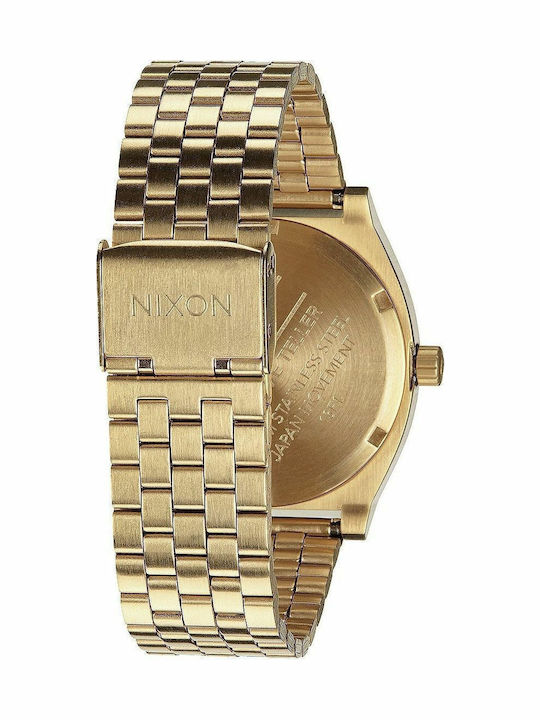Nixon Ανδρικό Ρολόι 37mm Μπαταρίας με Χρυσό Μεταλλικό Μπρασελέ