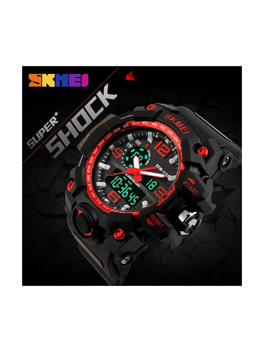 Skmei Watch Chronograph Battery with Rubber Strap Black/Red