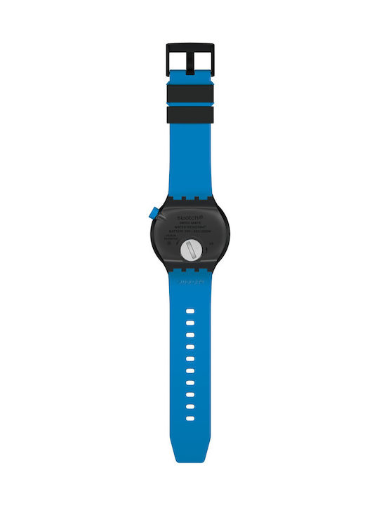 Swatch Big Bold Men's Watch 47mm Battery with Blue Rubber Strap