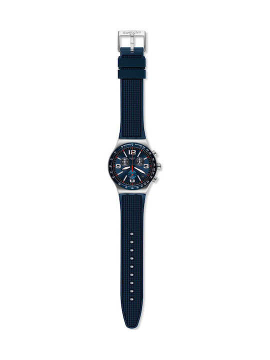 Swatch Grid Uhr Chronograph Batterie mit Blau Kautschukarmband