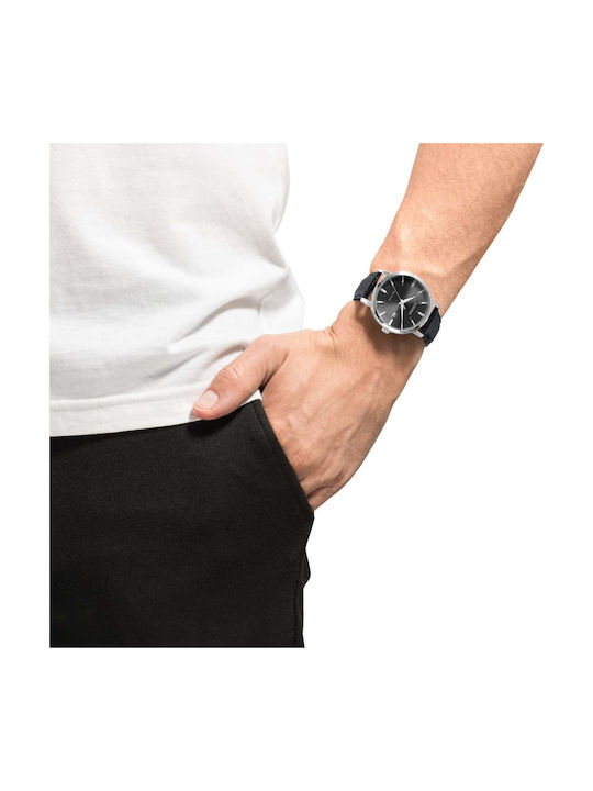 Citizen Ανδρικό Ρολόι 40mm Eco - Drive με Μαύρο Δερμάτινο Λουράκι