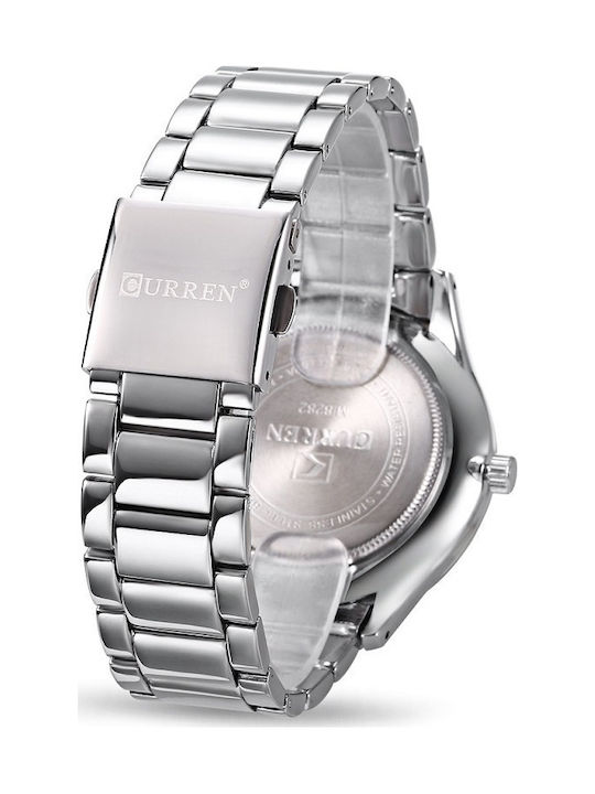Curren Men's Watch 42mm Chronograph Battery with Silver Metal Bracelet