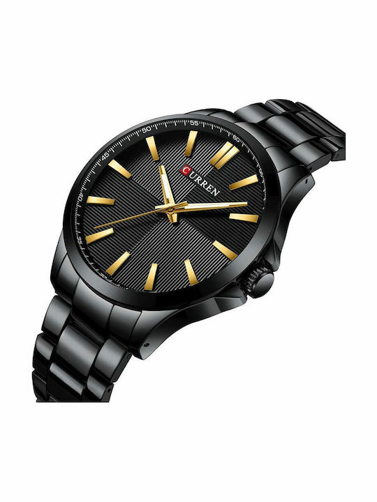 Curren Ανδρικό Ρολόι 44mm Μπαταρίας με Μαύρο Μεταλλικό Μπρασελέ