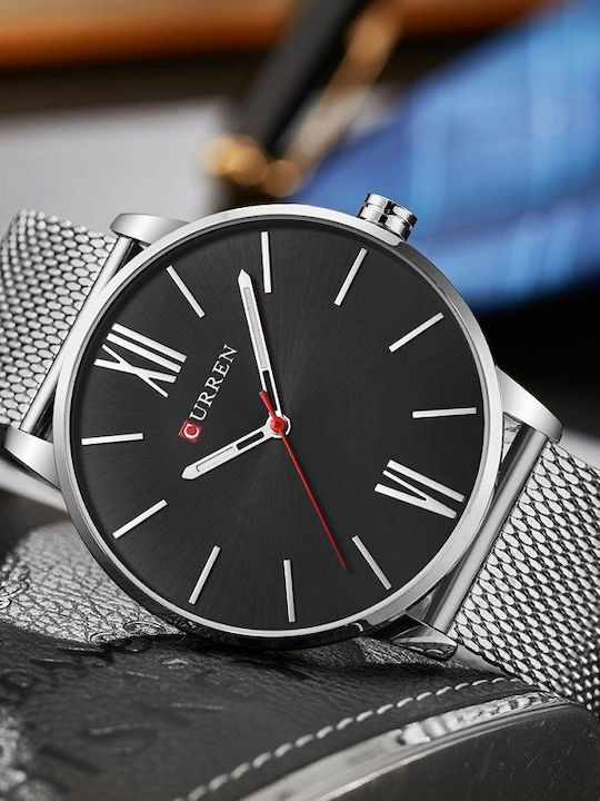 Curren Men's Watch 44mm Battery with Metal Bracelet Silver/Black