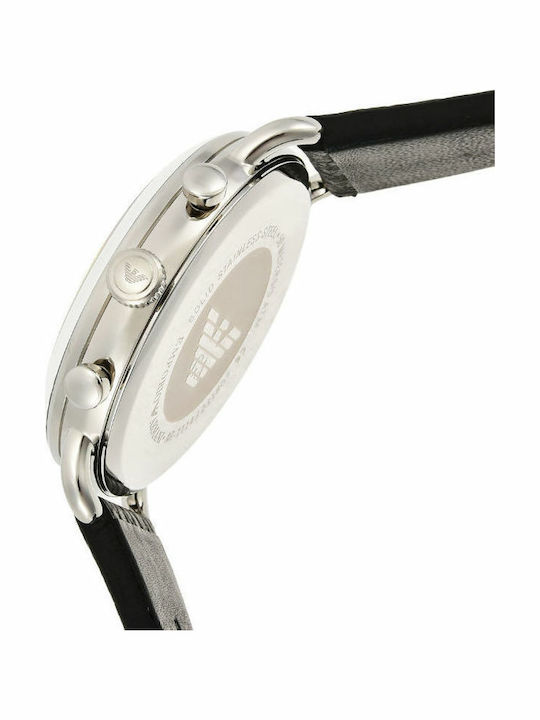 Emporio Armani Aviator Men's Watch 43mm Chronograph Battery with Black Leather Strap