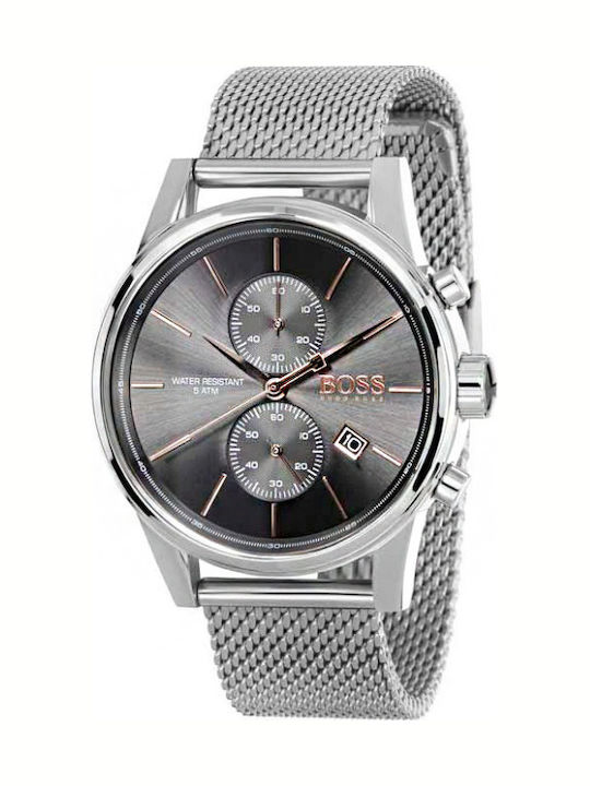 Boss Jet Herrenuhr 44mm Chronograph Batterie mit Silber Metallarmband