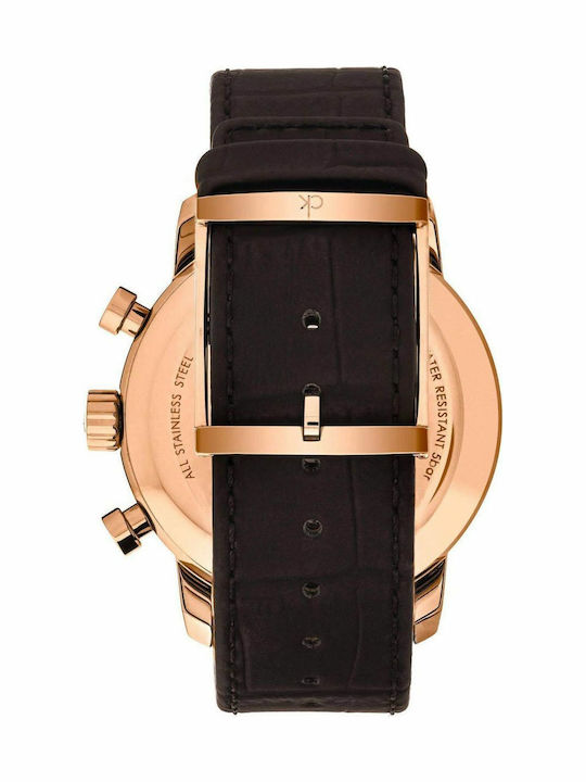 Calvin Klein Men's Watch 43mm Chronograph Battery with Brown Leather Strap