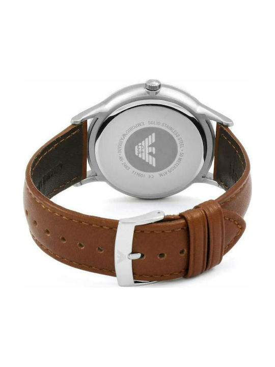 Emporio Armani Watch Battery with Brown Leather Strap