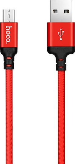 Hoco Braided USB 2.0 to micro USB Cable Κόκκινο 1m (X14)
