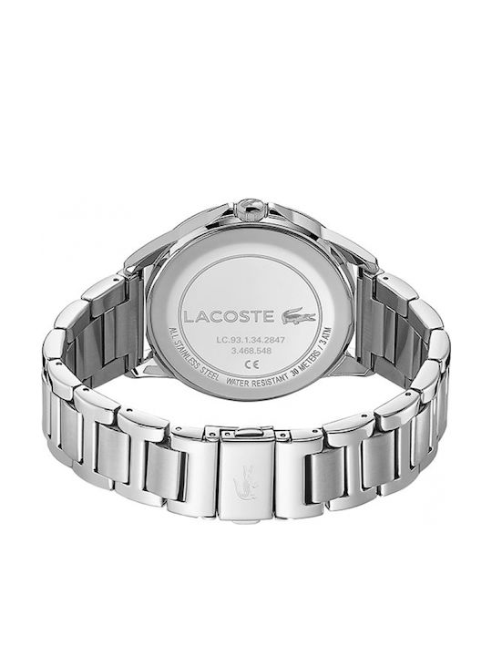 Lacoste Γυναικείο Ρολόι 40mm Χρονογράφος Μπαταρίας με Ασημί Μεταλλικό Μπρασελέ