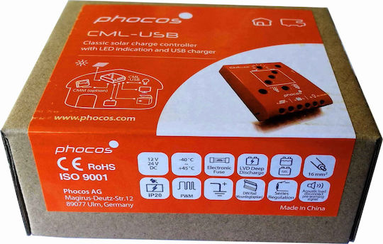 Phocos CML-USB-10 Controler de încărcare solară PWM 12V 10A