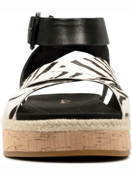 Botanic Poppy Leder Flache Sandalen für Damen mit Riemen Flatforms