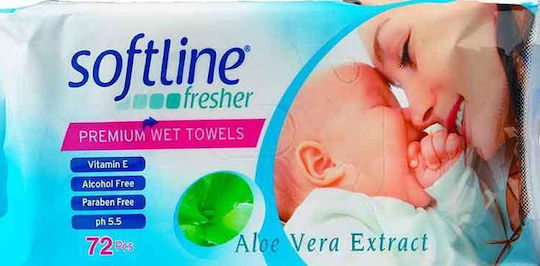 Softline Fresher Premium Babytücher ohne Alkohol & Parabene 72Stk