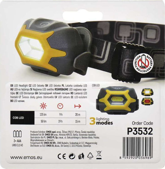 Emos Headlamp LED IP44 with Maximum Brightness 140lm Black