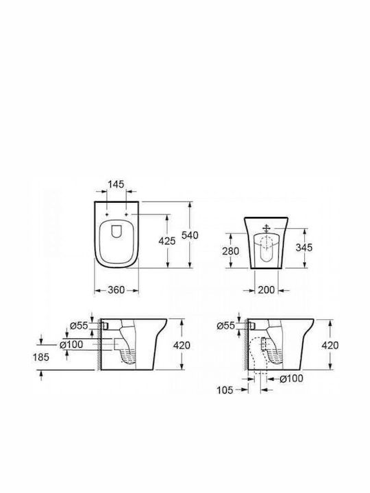 Karag Grace Floor-Standing Toilet with Floor Trap that Includes Soft Close Cover White