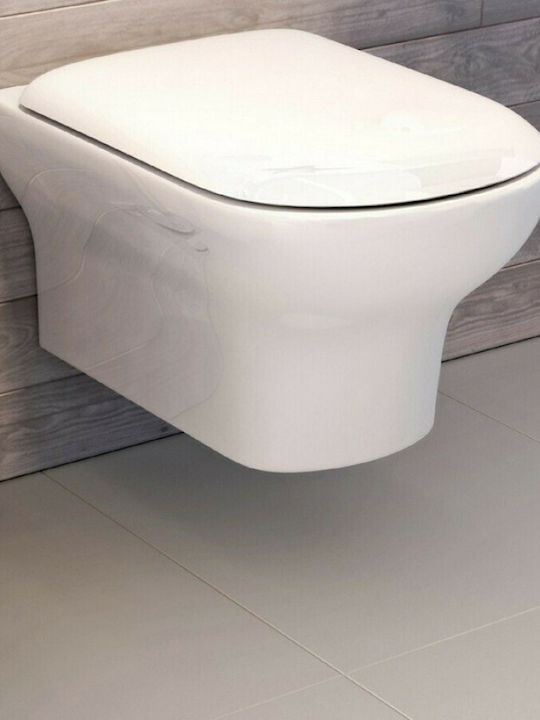 Karag Grace Wall-Mounted Toilet that Includes Soft Close Cover White