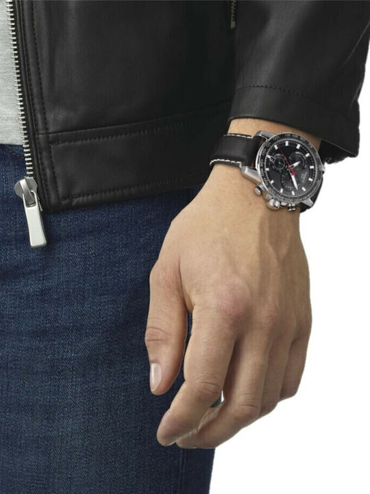 Tissot Supersport Ανδρικό Ρολόι 46mm Μπαταρίας με Μαύρο Δερμάτινο Λουράκι