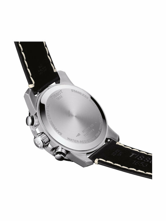 Tissot Supersport Ανδρικό Ρολόι 46mm Μπαταρίας με Μαύρο Δερμάτινο Λουράκι