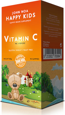 John Noa Happy Kids Vitamin C Vitamin für Energie & Unterstützung des Immunsystems Orange 90 Geleebohnen