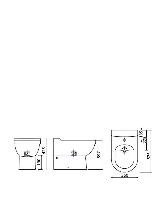 Creavit Vitroya Bidet Boden 36x57.5cm Weiß