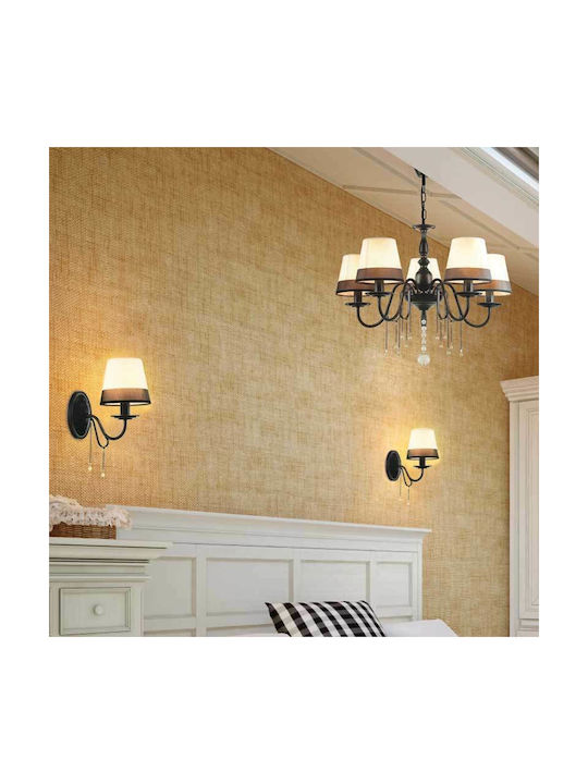Aca Mulan Πολυέλαιος 5xE14 Ø63cm με Καπέλα Μαύρος EG167285PBW