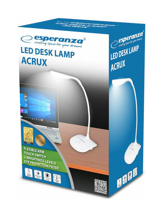 Esperanza Acrux LED Office Lamp with Flexible Arm in White Color