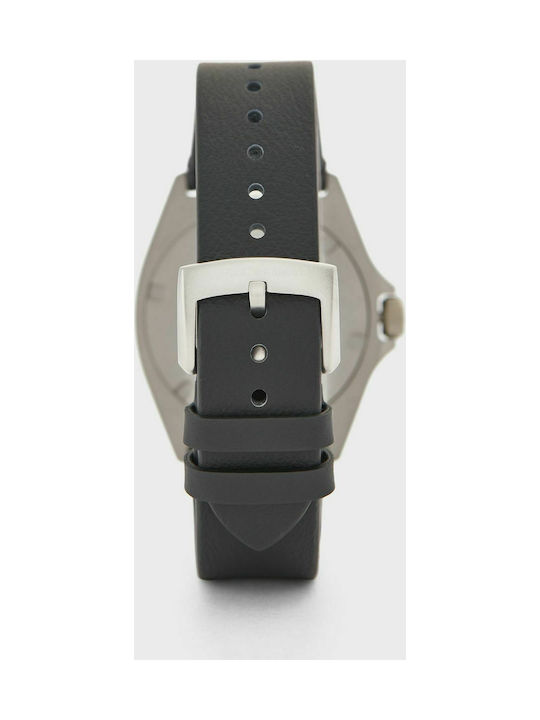 Emporio Armani Nicola Watch Battery with Black Leather Strap
