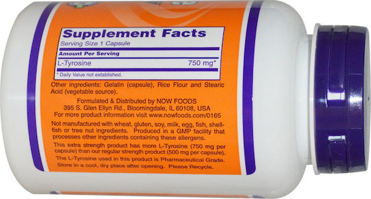 Now Foods L-Tyrosine 90 Капсули Без вкус