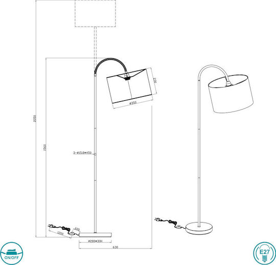 Trio Lighting Hostel Флоресцентна Лампа Височина 156xДължина 35см с Цокъл за Крушка E27 Черно Злато