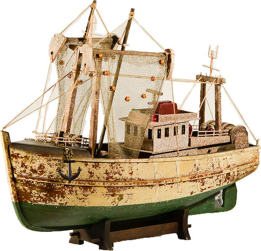 Коледен Кораб Рибарска Лодка Дървено 45x32см