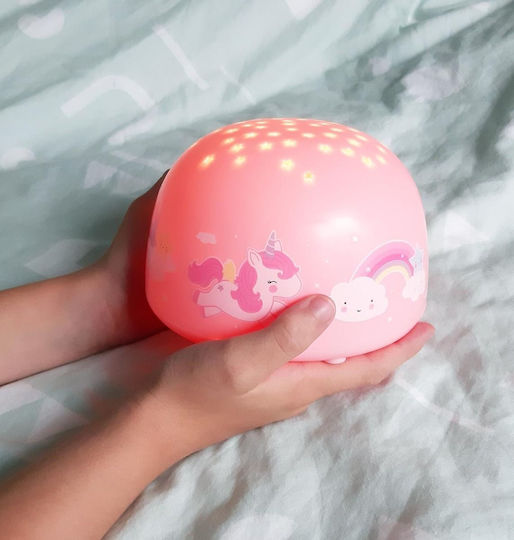 A Little Lovely Company Led Kids Projector Lamp Unicorn with Star Projection Pink 14x14x9εκ.