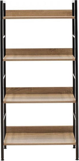 Βιβλιοθήκη Ramon Φυσικό-μαύρο 60x28x125.5εκ.