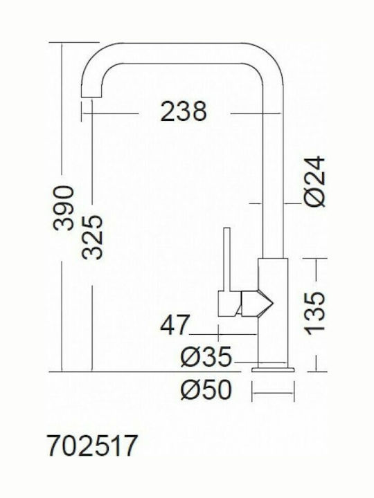 Eurorama Kitchen Faucet Counter Silver