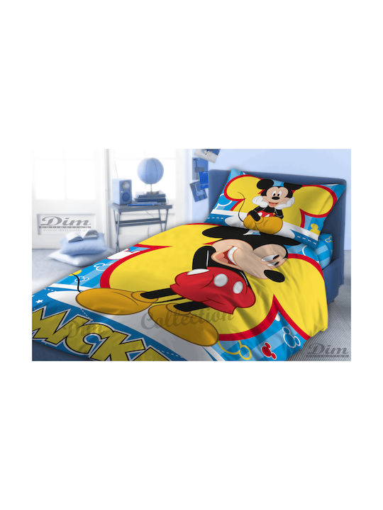 Dimcol Mickey Set Kids Duvet Cover Single with Pillowcase Cotton 560 160x240cm