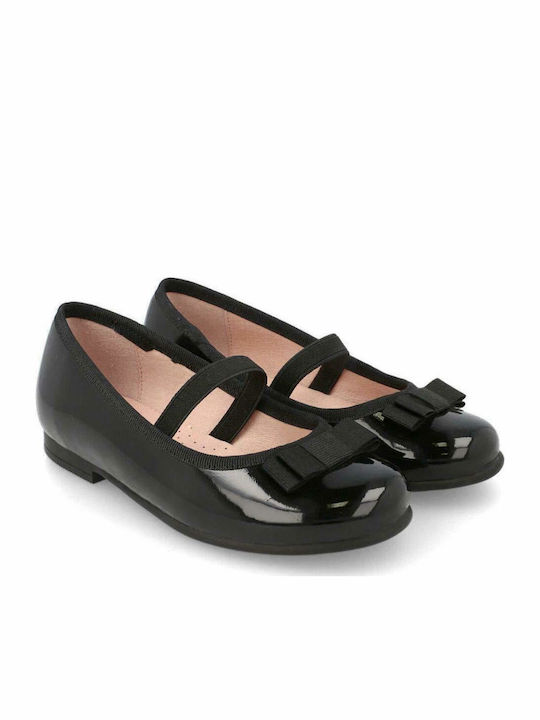 Kids Anatomic Patent Leather Ballerinas with Elastic Strap Black