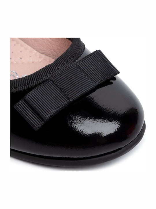 Kids Anatomic Patent Leather Ballerinas with Elastic Strap Black