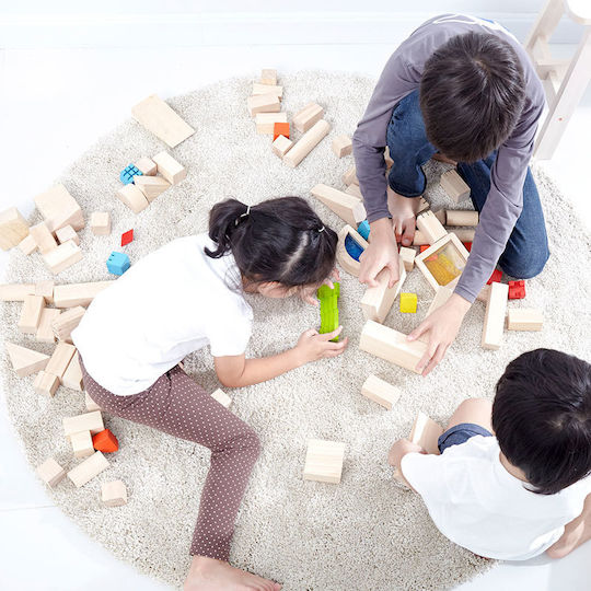 Plan Toys Cuburi De Construit Din Lemn Pentru 3+ Ani 50 Bucăți