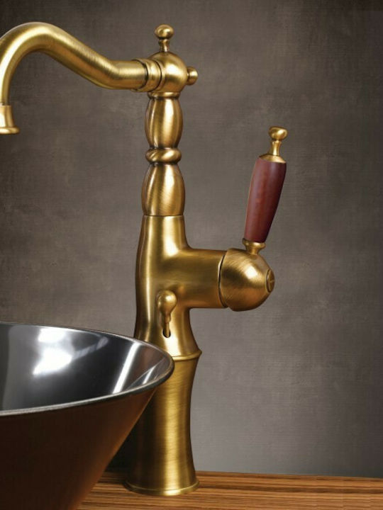 Bugnatese Oxford Mixing Tall Sink Faucet Retro Bronze / Wood