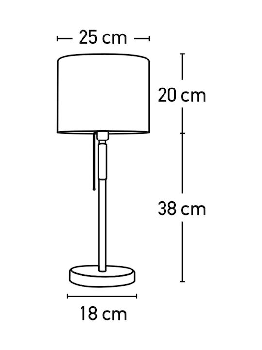 Inlight 3453 Metal Table Lamp for Socket E27 with White Shade and Black Base 3453-BL