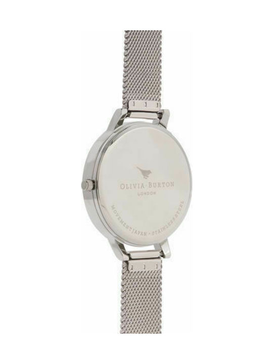 Olivia Burton Sunray Γυναικείο Ρολόι Μπαταρίας με Ασημί Μεταλλικό Μπρασελέ